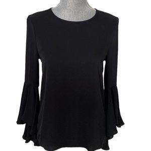 Milly Black Silk Bell Sleeve Blouse Womens Size 0